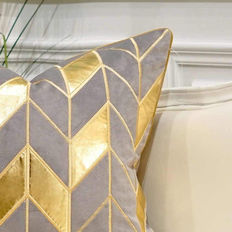 Avigers 18 x 18 Inches Grey Gold Striped Cushion Case Luxury European Throw Pillow Cover Decorative Pillow for Couch Living Room Bedroom Car - Image 2